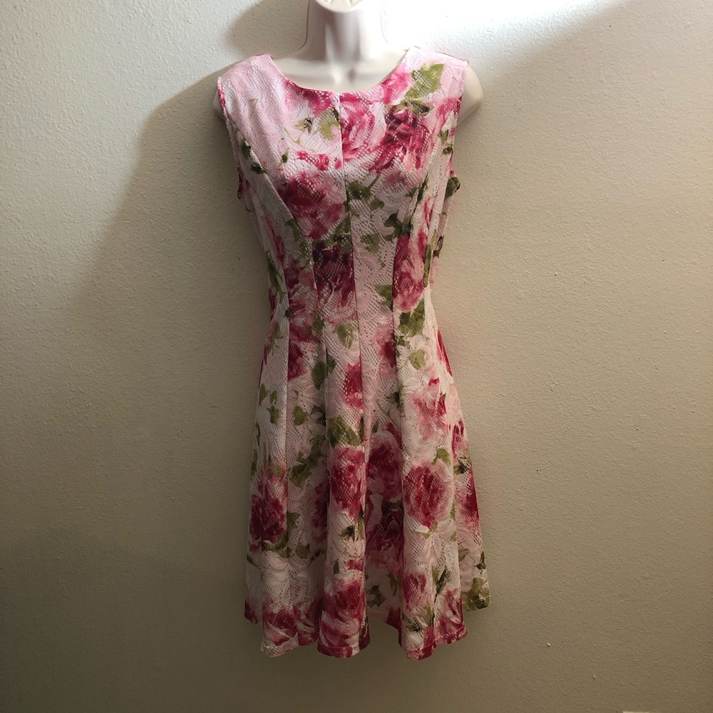 White dress with roses